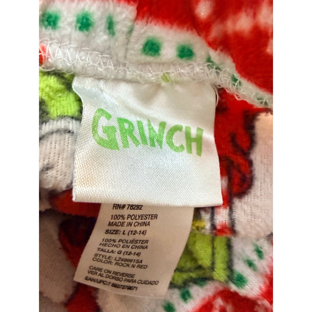 Grinch Women Pajama Pants Red White Holiday Fleece Joggers L - Picture 2 of 6